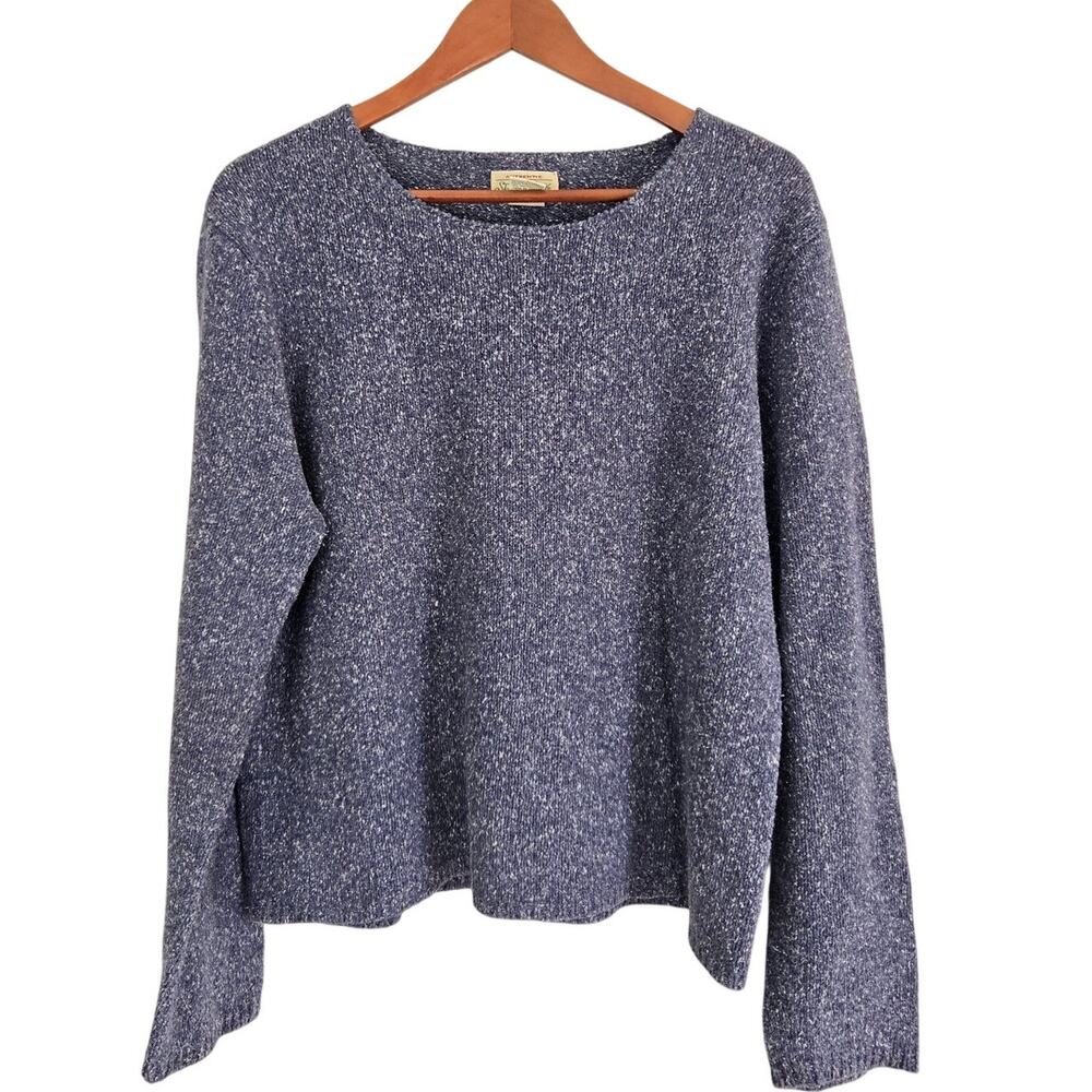 Vintage 90s Marbled Blue Grandma Sweater Slouchy Boxy Pullover Grunge Gorpcore L